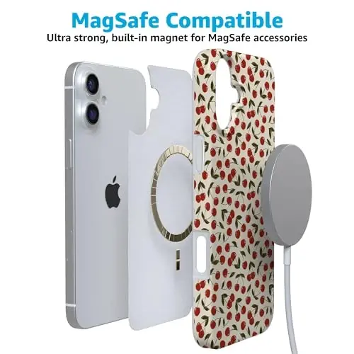 Casely iPhone 16 Case | Cherry on Top | Red Cherries | Compatible with MagSafe | Classic Ultra Slim Design - 4