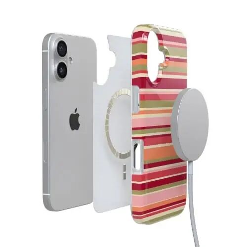 Casely iPhone 16 Case | Citrus Stripes | Poolside Print | Compatible with MagSafe | Classic Ultra Thin Design - 4