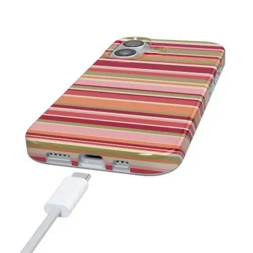 Casely iPhone 16 Case | Citrus Stripes | Poolside Print | Compatible with MagSafe | Classic Ultra Thin Design - 6