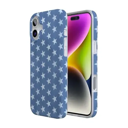 Casely iPhone 16 Case | Coastal Blues | Denim Stars | Compatible with MagSafe | Classic Ultra Slim Design - CASELY (1)
