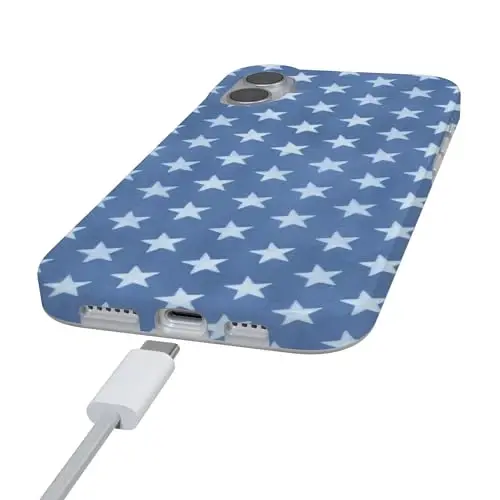 Casely iPhone 16 Case | Coastal Blues | Denim Stars | Compatible with MagSafe | Classic Ultra Slim Design - 6