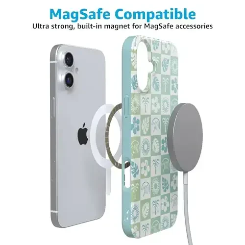 Casely iPhone 16 Case | Coastal Checkers | Pura Vida | Compatible with MagSafe | Classic Ultra Slim Design - 4