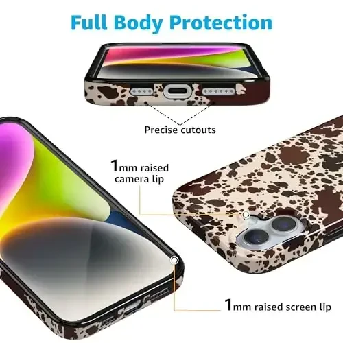 Casely iPhone 16 Case | Cowgirl Envy | Cow Print | Classic Ultra Slim Case Design | Compatible with MagSafe - 3