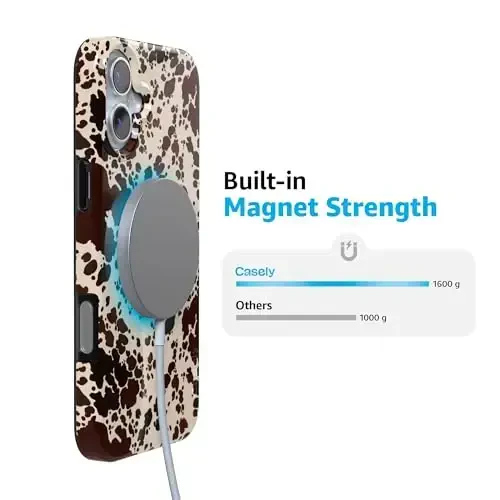 Casely iPhone 16 Case | Cowgirl Envy | Cow Print | Classic Ultra Slim Case Design | Compatible with MagSafe - 5