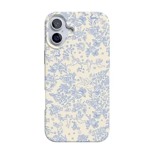 Casely iPhone 16 Case | Cupid's Canvas | Periwinkle Floral | Compatible with MagSafe | Classic Ultra Slim Design 