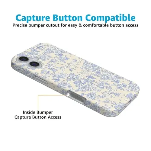 Casely iPhone 16 Case | Cupid's Canvas | Periwinkle Floral | Compatible with MagSafe | Classic Ultra Slim Design - 5
