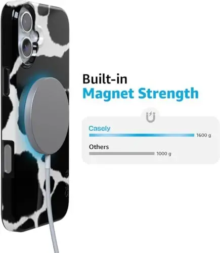 Casely iPhone 16 Case | Current Mood | Cow Print | Classic Ultra Slim Case Design | Compatible with MagSafe - 6
