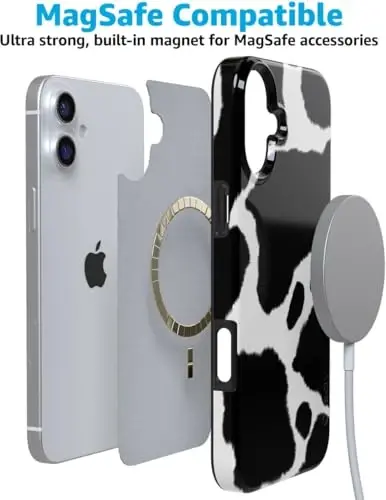 Casely iPhone 16 Case | Current Mood | Cow Print | Classic Ultra Slim Case Design | Compatible with MagSafe - 7