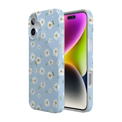 Casely iPhone 16 Case | Daisy Daydream | Baby Blue Floral | Compatible with MagSafe | Classic Ultra Slim Design - 3