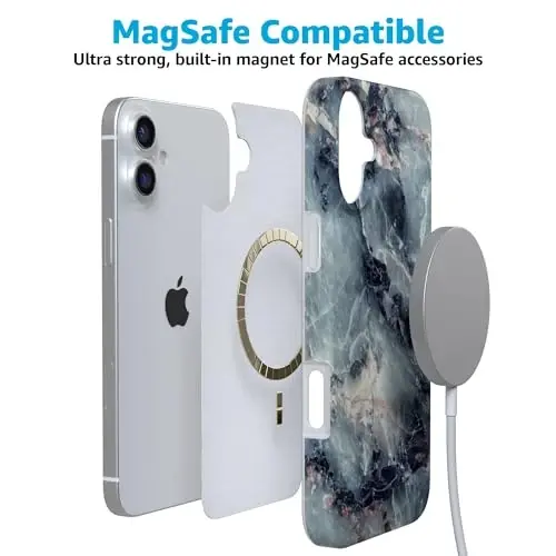 Casely iPhone 16 Case | Deep Sea | Blue Marble | Compatible with MagSafe | Classic Ultra Slim Design - 4