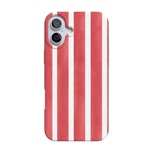 Casely iPhone 16 Case | East Coast Summer | Red Stripes | Compatible with MagSafe | Classic Ultra Slim Design 