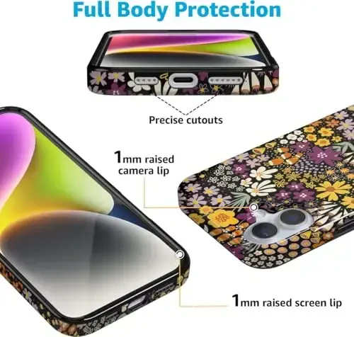 Casely iPhone 16 Case | Falling for You | Plum Floral | Classic Ultra Slim Case Design | Compatible with MagSafe - 4