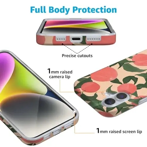 Casely iPhone 16 Case | Feeling Peachy | Blush Vines | Compatible with MagSafe | Classic Ultra Slim Design - CASELY (1)