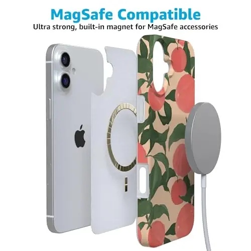 Casely iPhone 16 Case | Feeling Peachy | Blush Vines | Compatible with MagSafe | Classic Ultra Slim Design - 4