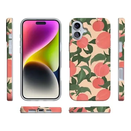 Casely iPhone 16 Case | Feeling Peachy | Blush Vines | Compatible with MagSafe | Classic Ultra Slim Design - 6
