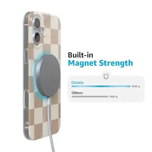 Casely iPhone 16 Case | Fit Check | Neutral Checkerboard Checkered | Classic Ultra Slim Case Design | Compatible with MagSafe - 3
