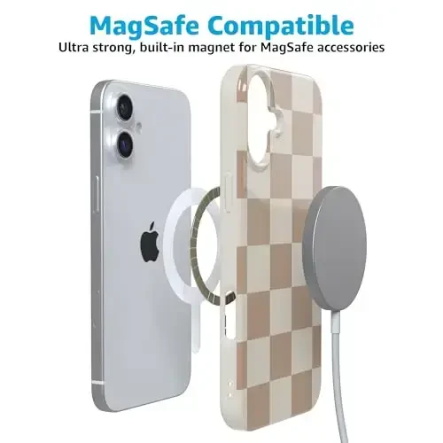 Casely iPhone 16 Case | Fit Check | Neutral Checkerboard Checkered | Classic Ultra Slim Case Design | Compatible with MagSafe - 4