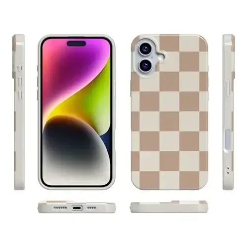 Casely iPhone 16 Case | Fit Check | Neutral Checkerboard Checkered | Classic Ultra Slim Case Design | Compatible with MagSafe - 5