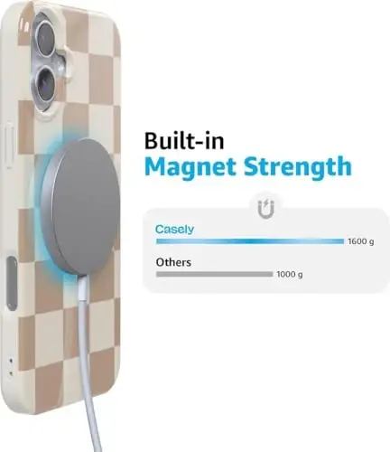 Casely iPhone 16 Case | Fit Check | Neutral Checkerboard | Compatible with MagSafe | Classic Ultra Slim Design - 4