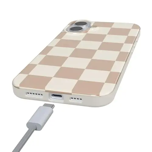 Casely iPhone 16 Case | Fit Check | Neutral Checkerboard | Compatible with MagSafe | Classic Ultra Slim Design - 5