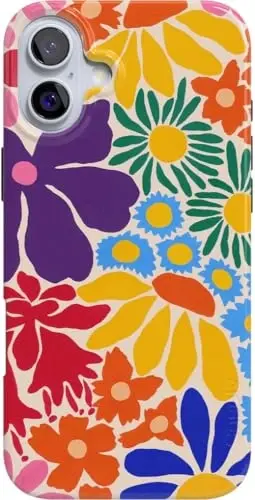 Casely iPhone 16 Case | Flower Patch | Multi-Color Floral | Classic Ultra Slim Case Design | Compatible with MagSafe - 1