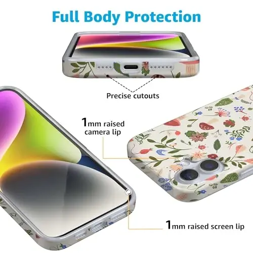 Casely iPhone 16 Case | Garden Party | Mushroom Floral | Compatible with MagSafe | Classic Ultra Slim Design - CASELY (1)