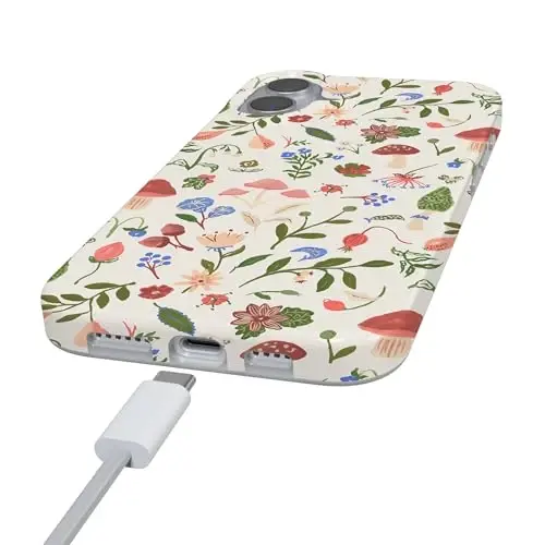 Casely iPhone 16 Case | Garden Party | Mushroom Floral | Compatible with MagSafe | Classic Ultra Slim Design - 5