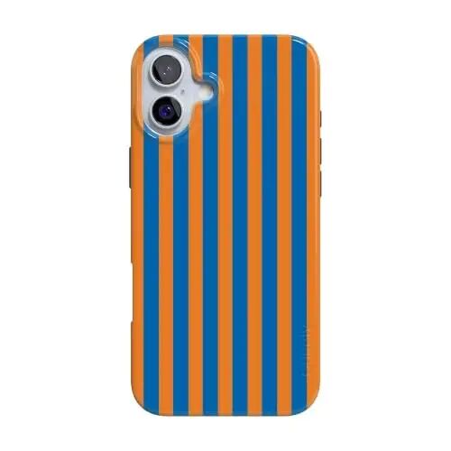 Casely iPhone 16 Case | Go New York | Blue & Orange Stripes | Compatible with MagSafe | Classic Ultra Thin Design - 1