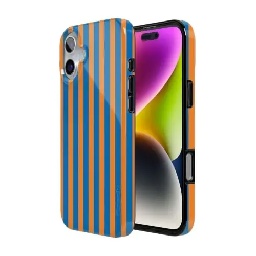 Casely iPhone 16 Case | Go New York | Blue & Orange Stripes | Compatible with MagSafe | Classic Ultra Thin Design - 2