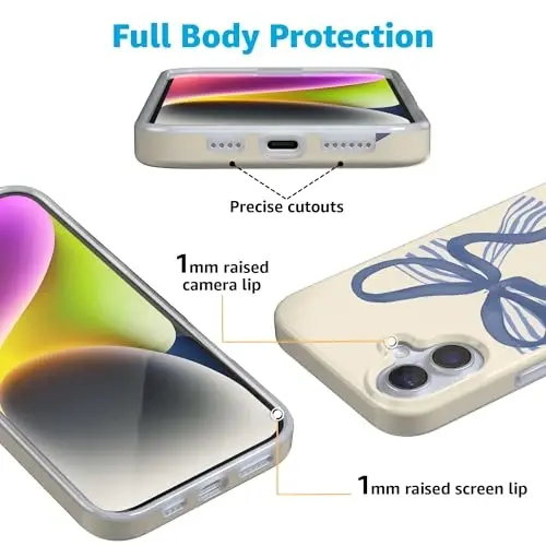Casely iPhone 16 Case | Heartstrings | Blue Bow | Compatible with MagSafe | Classic Ultra Slim Design - 3