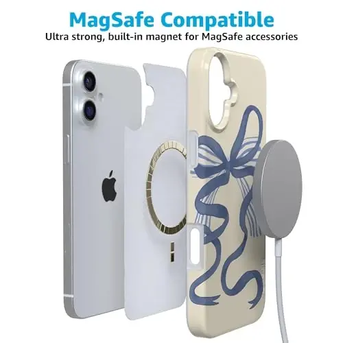 Casely iPhone 16 Case | Heartstrings | Blue Bow | Compatible with MagSafe | Classic Ultra Slim Design - 4