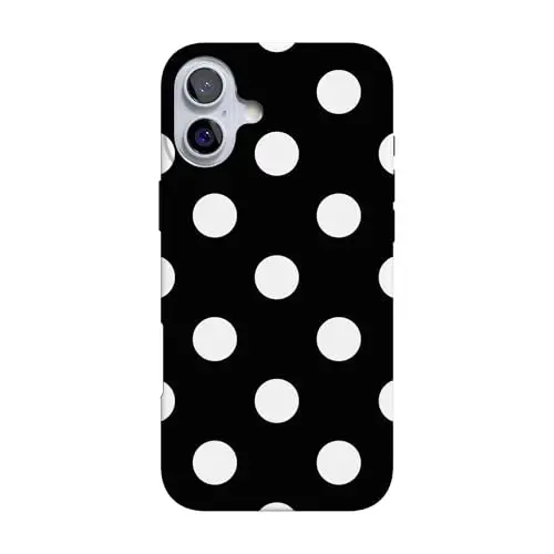 Casely iPhone 16 Case | High Contrast | Black Polka Dot | Compatible with MagSafe | Classic Ultra Slim Design 