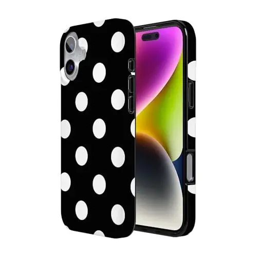 Casely iPhone 16 Case | High Contrast | Black Polka Dot | Compatible with MagSafe | Classic Ultra Slim Design - 3