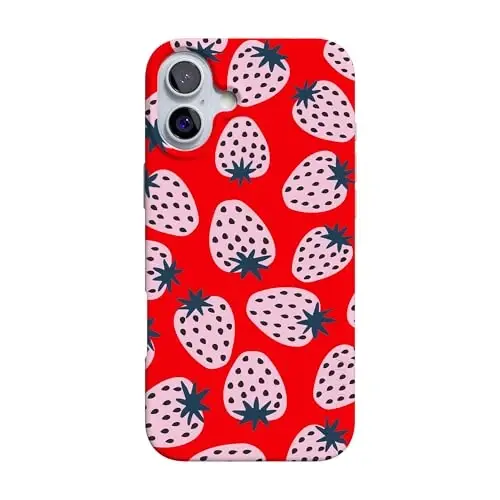 Casely iPhone 16 Case | I'd Pick You | Red Strawberry | Compatible with MagSafe | Classic Ultra Slim Design 