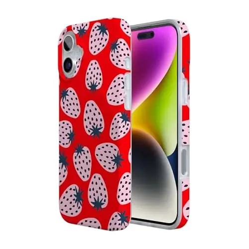 Casely iPhone 16 Case | I'd Pick You | Red Strawberry | Compatible with MagSafe | Classic Ultra Slim Design - 3