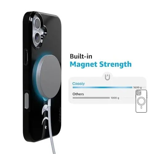 Casely iPhone 16 Case | It's Just a Phase | Marble Moon | Compatible with MagSafe | Classic Ultra Slim Design - 6