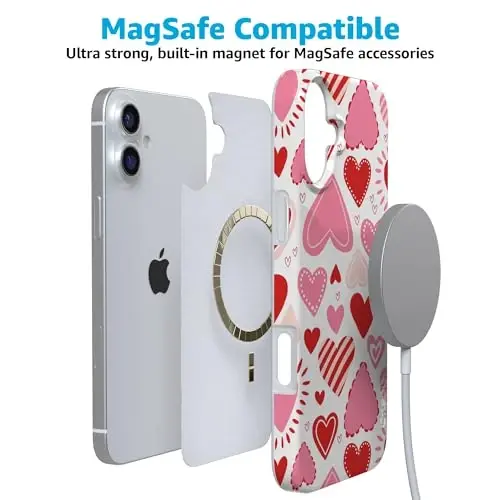 Casely iPhone 16 Case | Love Struck | Heart Stickers | Compatible with MagSafe | Classic Ultra Slim Design - 4