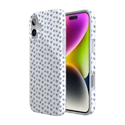 Casely iPhone 16 Case | Lovebug | Blue Hearts | Compatible with MagSafe | Classic Ultra Slim Design - Casely (1)