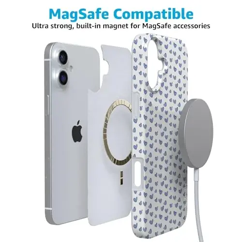 Casely iPhone 16 Case | Lovebug | Blue Hearts | Compatible with MagSafe | Classic Ultra Slim Design - 4