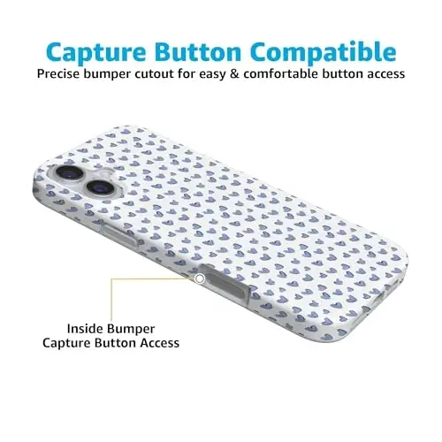 Casely iPhone 16 Case | Lovebug | Blue Hearts | Compatible with MagSafe | Classic Ultra Slim Design - 5