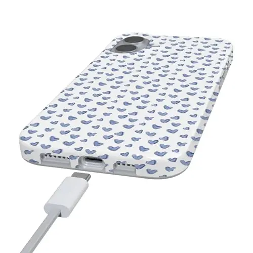 Casely iPhone 16 Case | Lovebug | Blue Hearts | Compatible with MagSafe | Classic Ultra Slim Design - 6