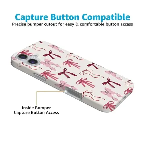 Casely iPhone 16 Case | Lover Girlie | Pink Bows | Compatible with MagSafe | Classic Ultra Slim Design - 5