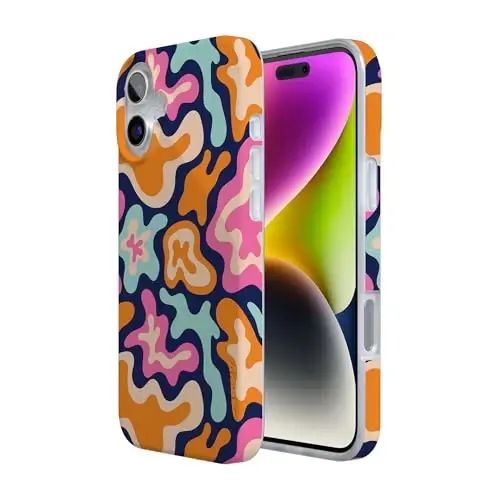 Casely iPhone 16 Case | Midnight Color Splash | Abstract Retro | Compatible with MagSafe | Classic Ultra Slim Design - 3