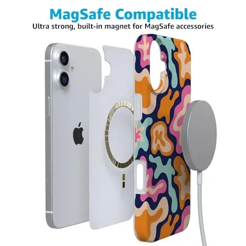 Casely iPhone 16 Case | Midnight Color Splash | Abstract Retro | Compatible with MagSafe | Classic Ultra Slim Design - 4