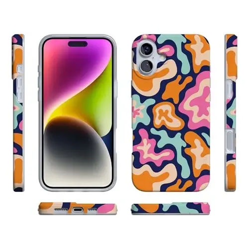 Casely iPhone 16 Case | Midnight Color Splash | Abstract Retro | Compatible with MagSafe | Classic Ultra Slim Design - 6