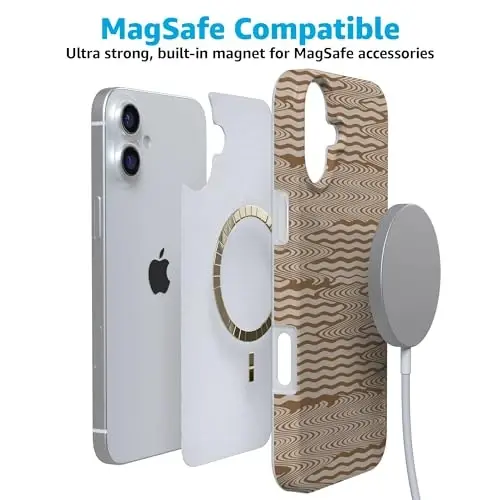 Casely iPhone 16 Case | Mocha Ripple | Brown Waves | Compatible with MagSafe | Classic Ultra Slim Design - 4