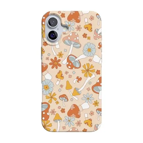 Casely iPhone 16 Case | Mushroom Magic | Retro Floral | Compatible with MagSafe | Classic Ultra Slim Design - CASELY