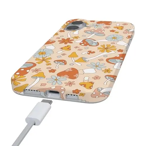 Casely iPhone 16 Case | Mushroom Magic | Retro Floral | Compatible with MagSafe | Classic Ultra Slim Design - 5