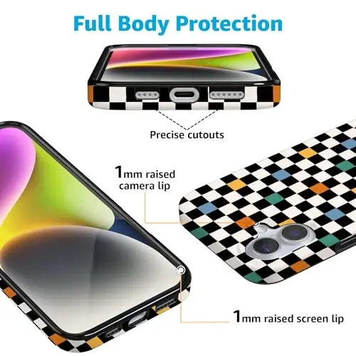 Casely iPhone 16 Case | Old Skool | Retro Checkerboard | Compatible with MagSafe | Classic Ultra Slim Design - 2