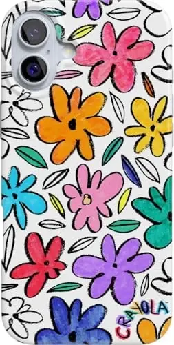 Casely iPhone 16 Case | Outside The Lines | Crayola Marker Case Floral iPhone Cases | Classic Ultra-Slim Design | Compatible with MagSafe 